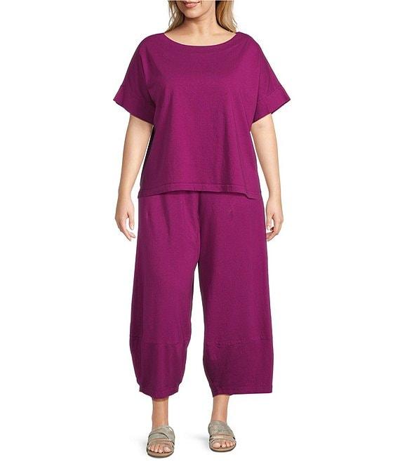 Bryn Walker Plus Orla Cotton Jersey Round Neck Short Sleeve Shirt Product Image