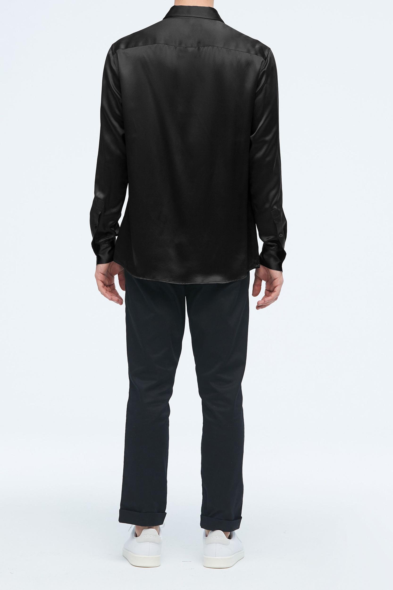 Classic Long Sleeve Silk Shirt For Men Product Image