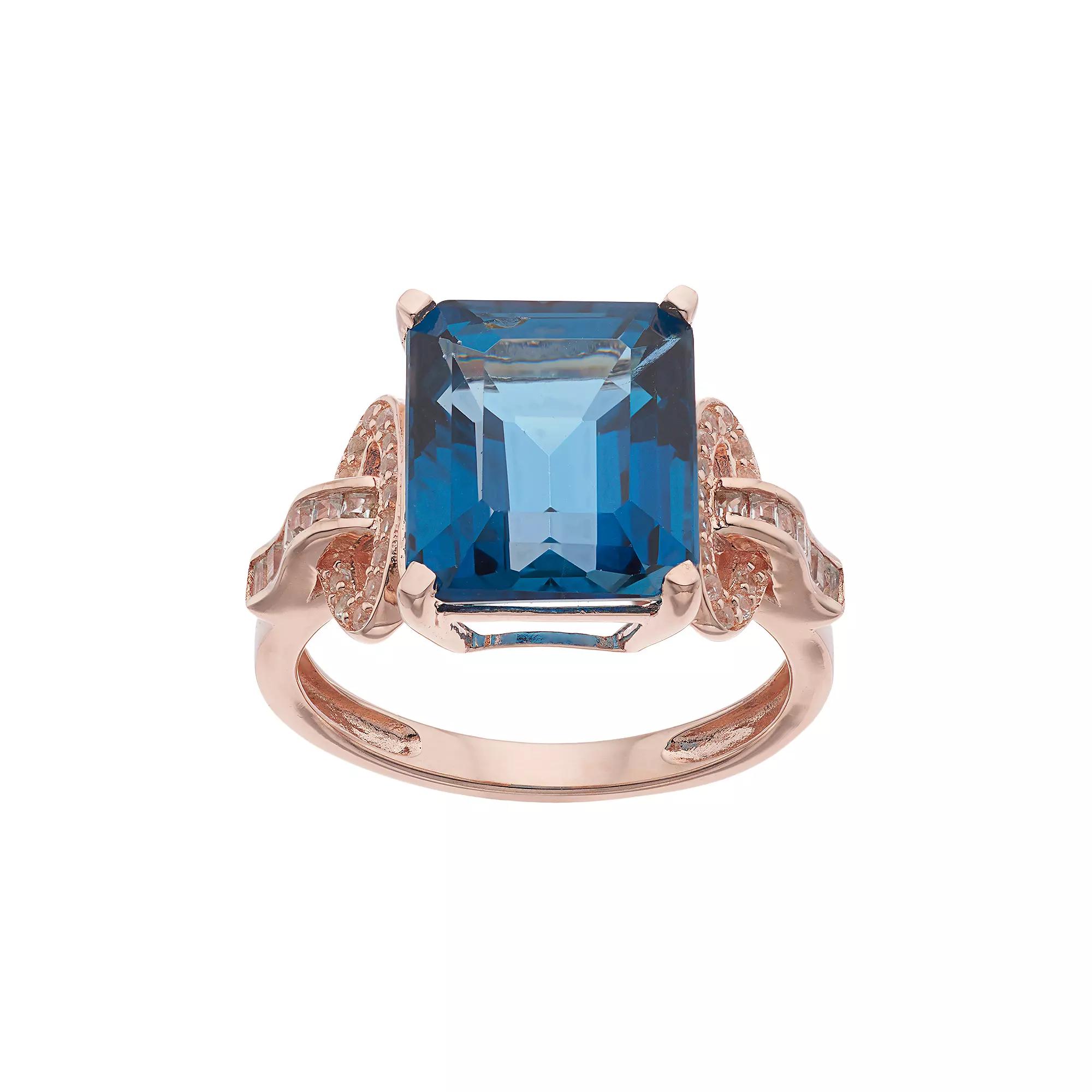 Sterling Silver London Blue Topaz & Lab-Created White Sapphire Ring, Womens Product Image