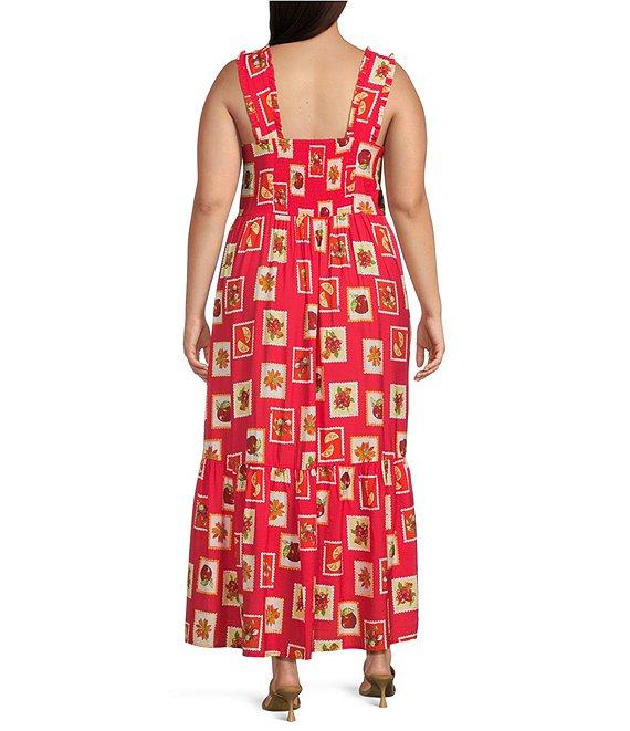 Skies Are Blue Plus Size Post Card Print Midi Dress Product Image