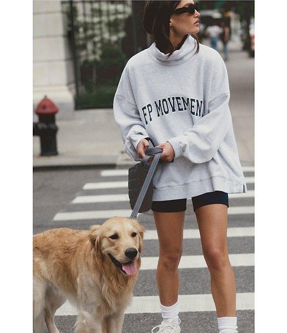 FP Movement Victory Funnel Neck Long Sleeve Oversized Sweatshirt and Biker Short Set Product Image