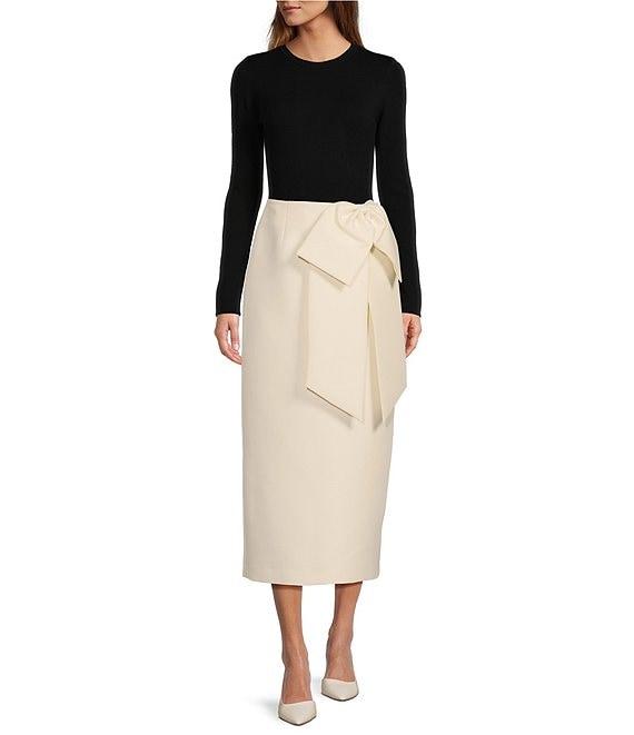 Antonio Melani Maleah Mikado Bow Detail Midi A-Line Skirt Product Image