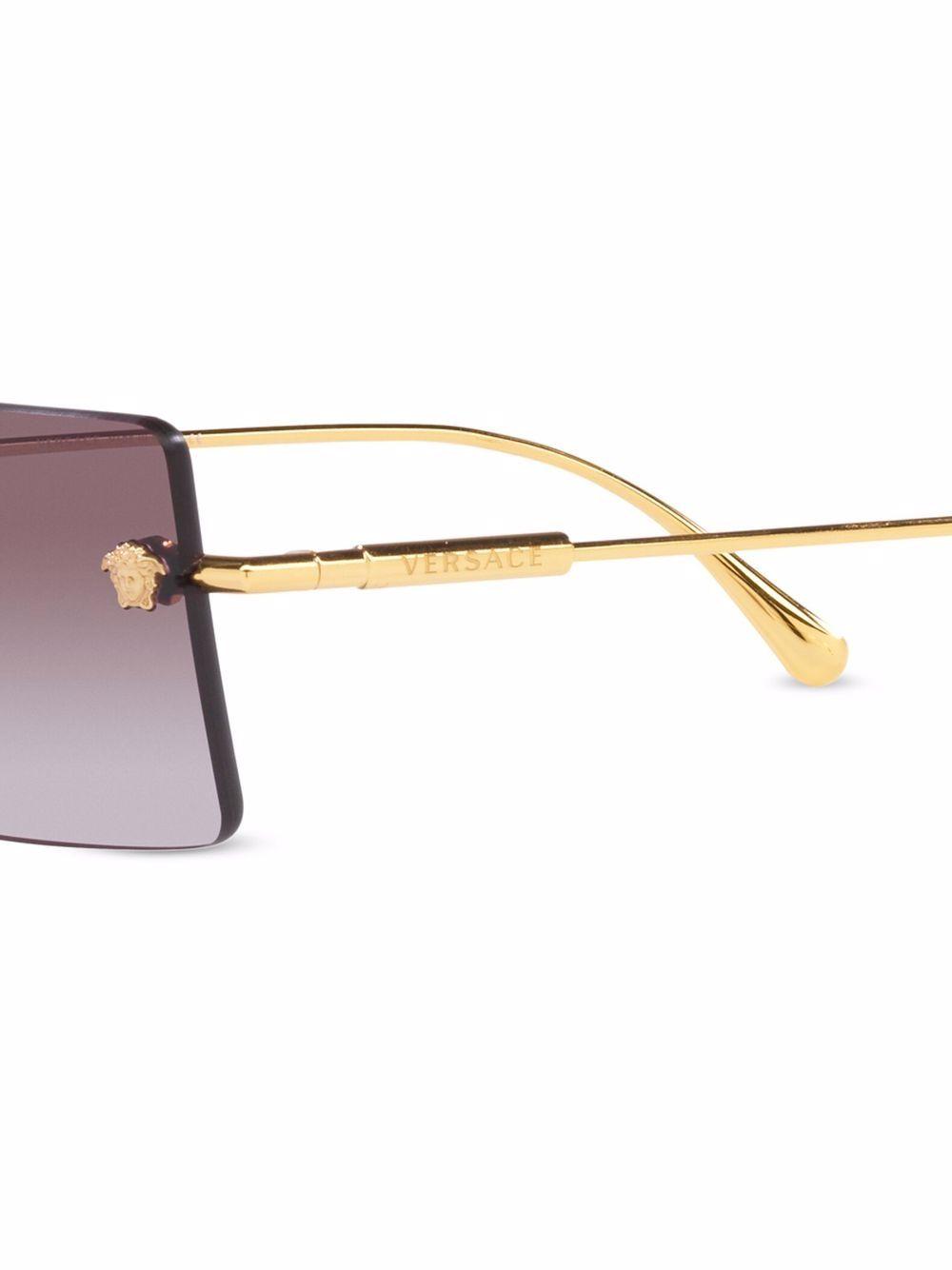 VERSACE Pink Gradient Flash Mirror Rectangular Ladies Sunglasses Ve2245 100258 60 In Brown Product Image