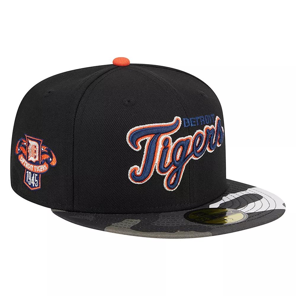 Men's New Era Black Detroit Tigers Metallic Camo 59FIFTY Fitted Hat, Size: 7 1/8 Product Image
