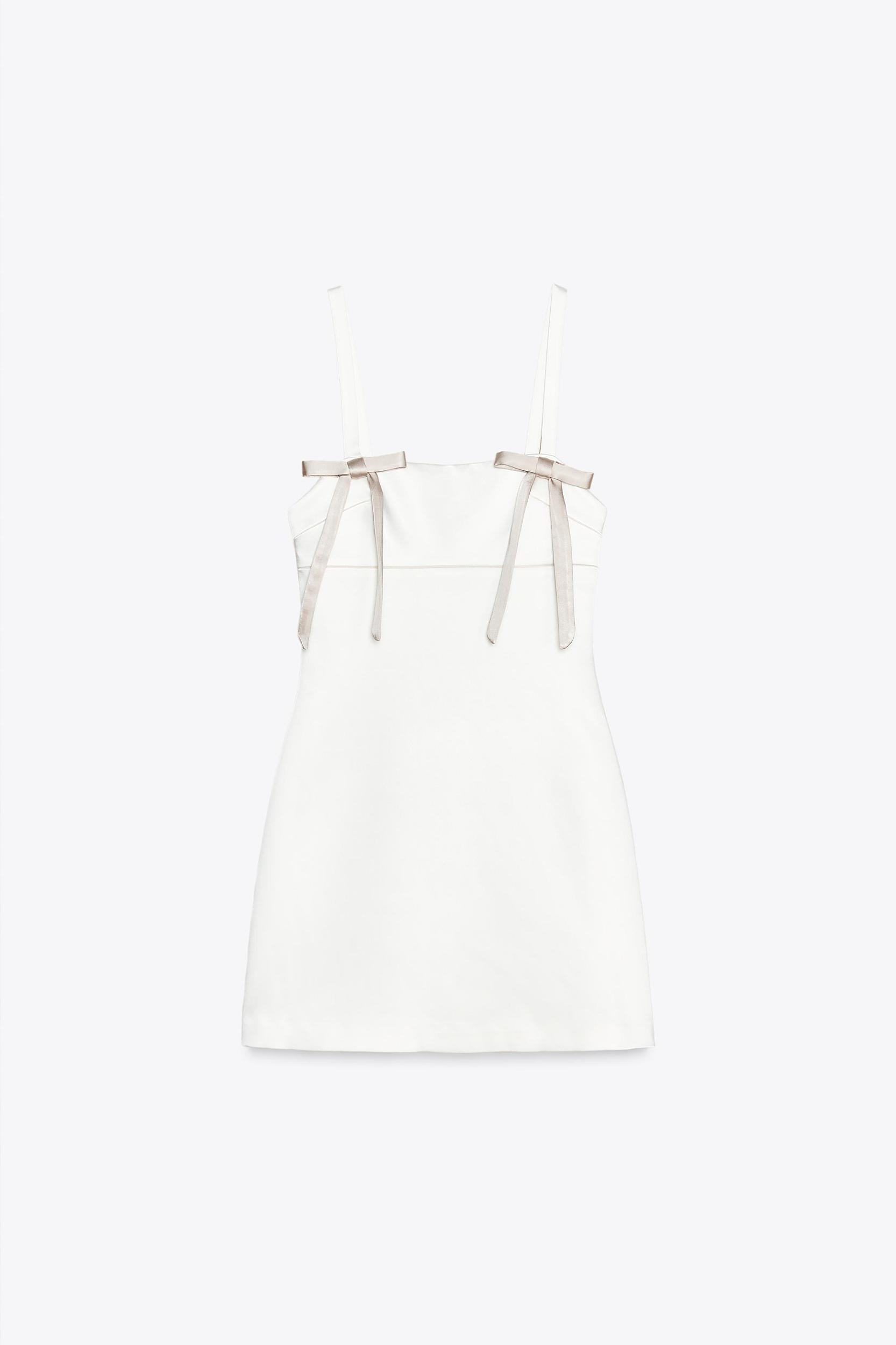 SATIN BOW SHORT DRESS Product Image