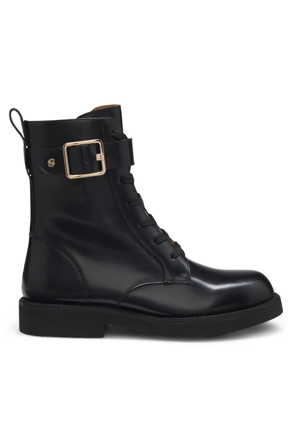 Buckle-detail boots in leather Product Image