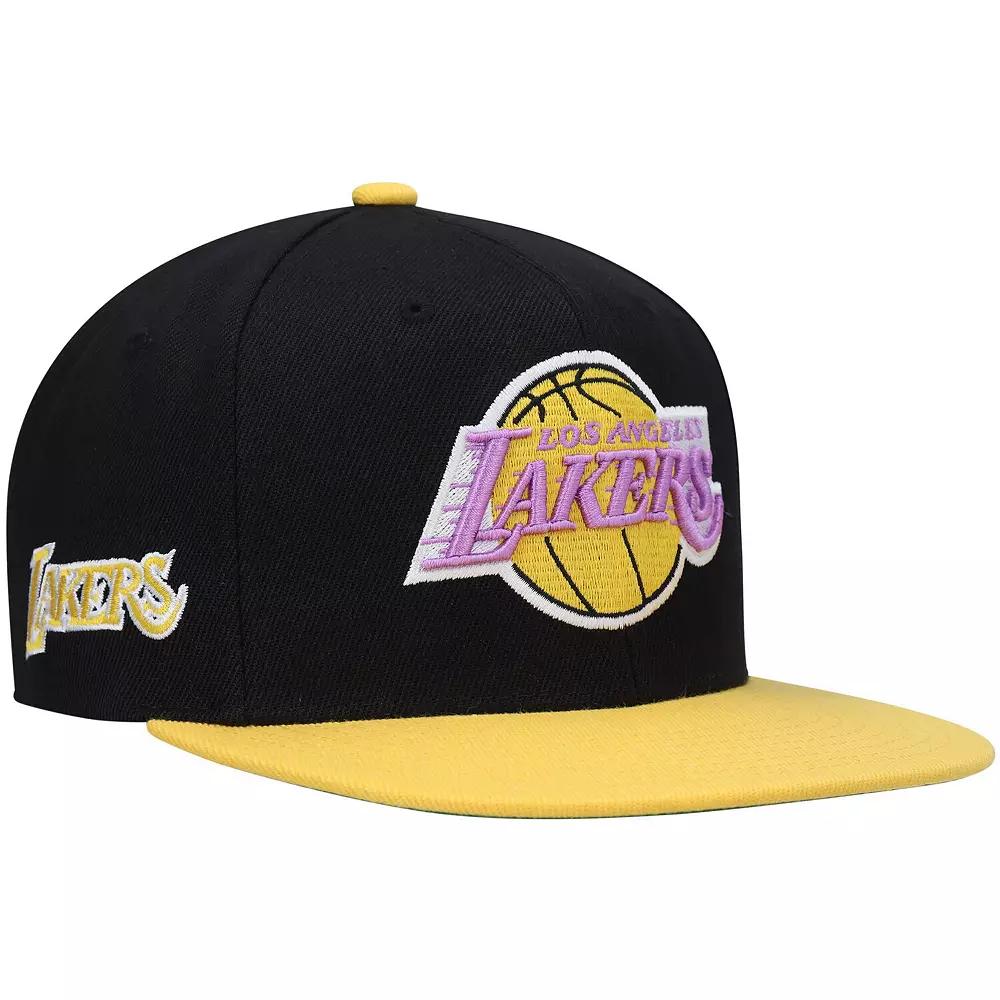 Men's Mitchell & Ness Black/Gold Los Angeles Lakers Hardwood Classics Snapback Hat Product Image