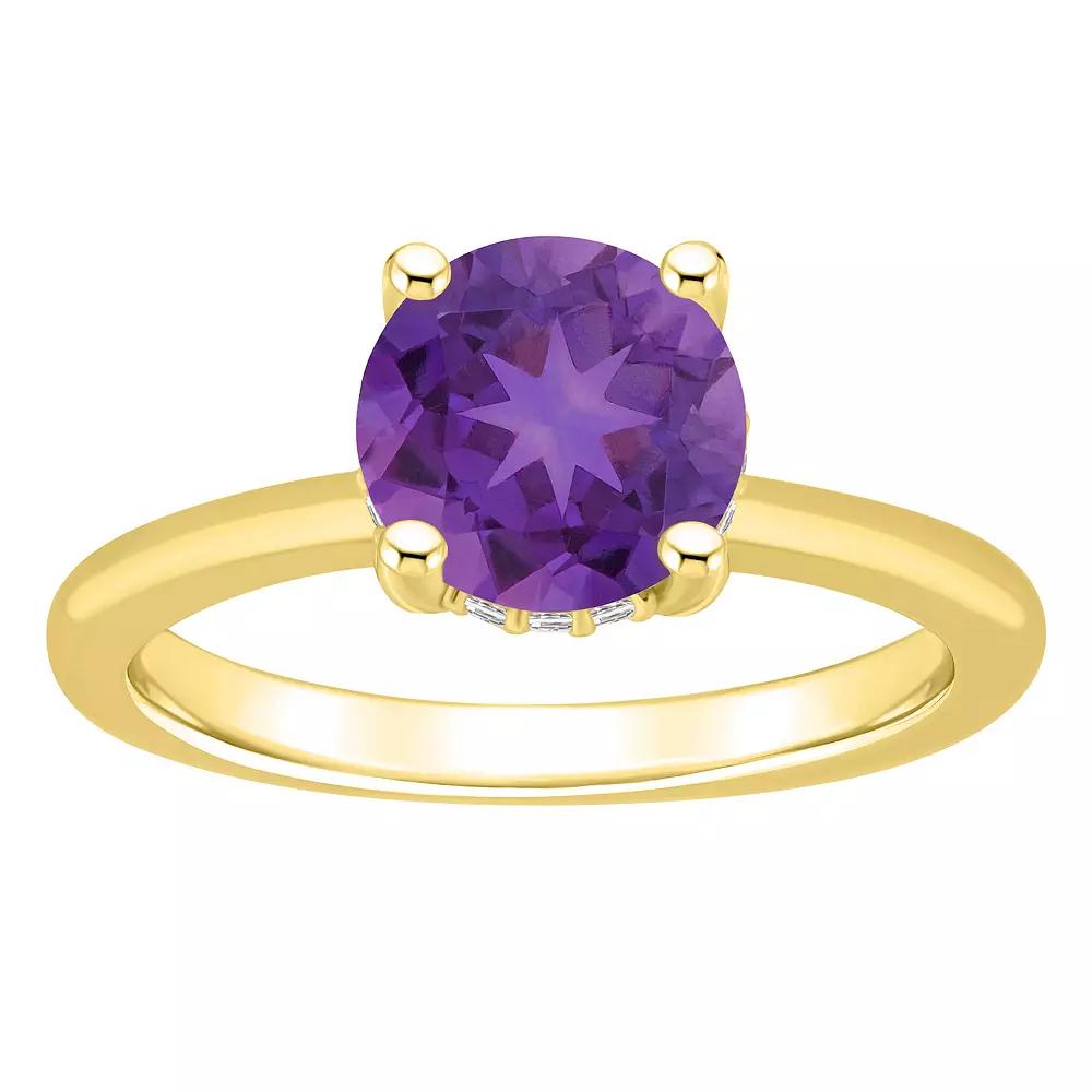 Alyson Layne 14k Gold Round Amethyst & Diamond Accent Ring, Women's, Size: 10 Product Image