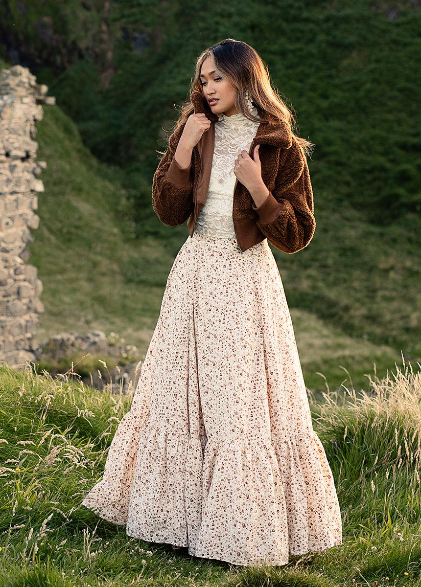 Annah Skirt in Neutral Floral Female Product Image