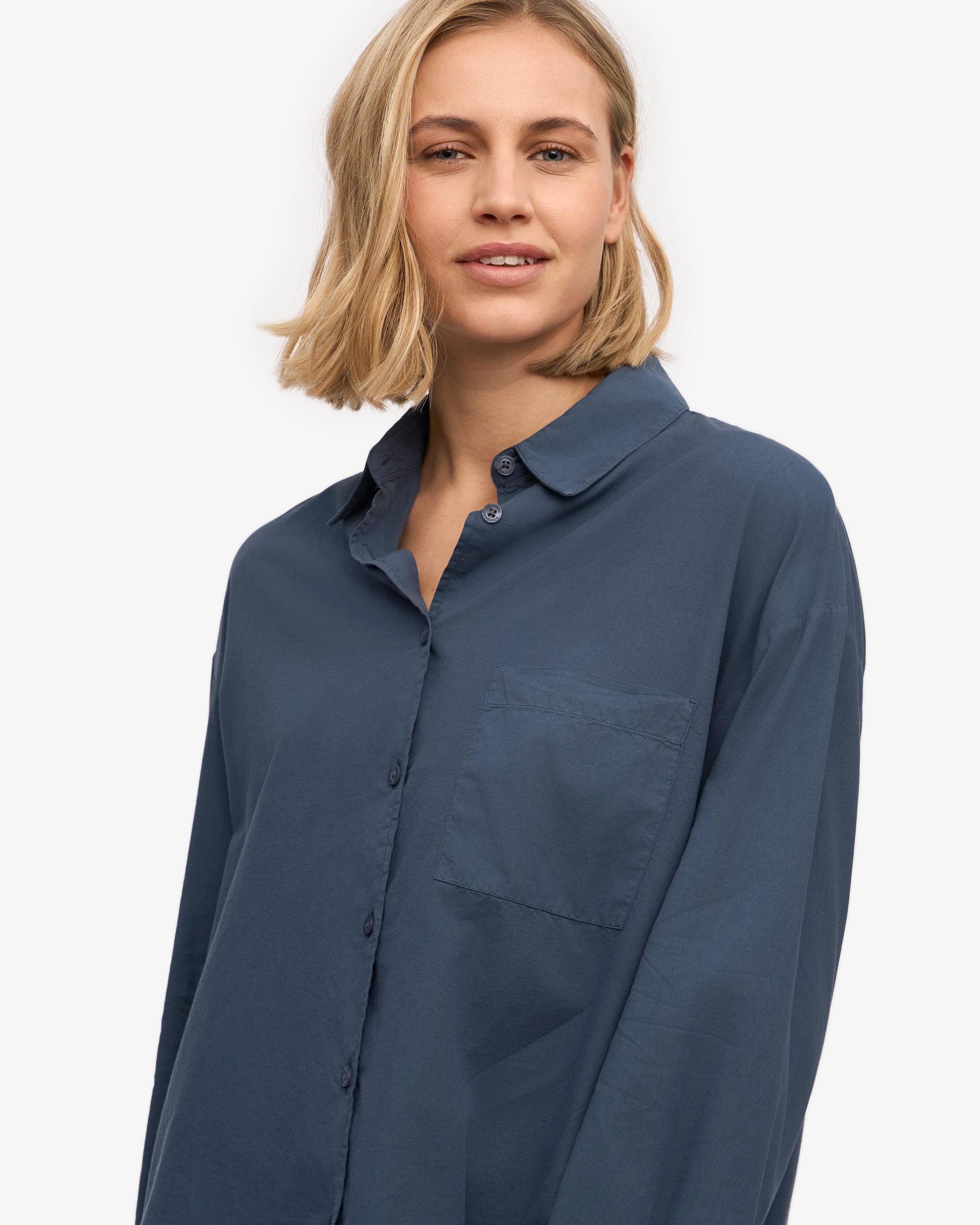 Organic Oversized Shirt - Petrol Blue Product Image