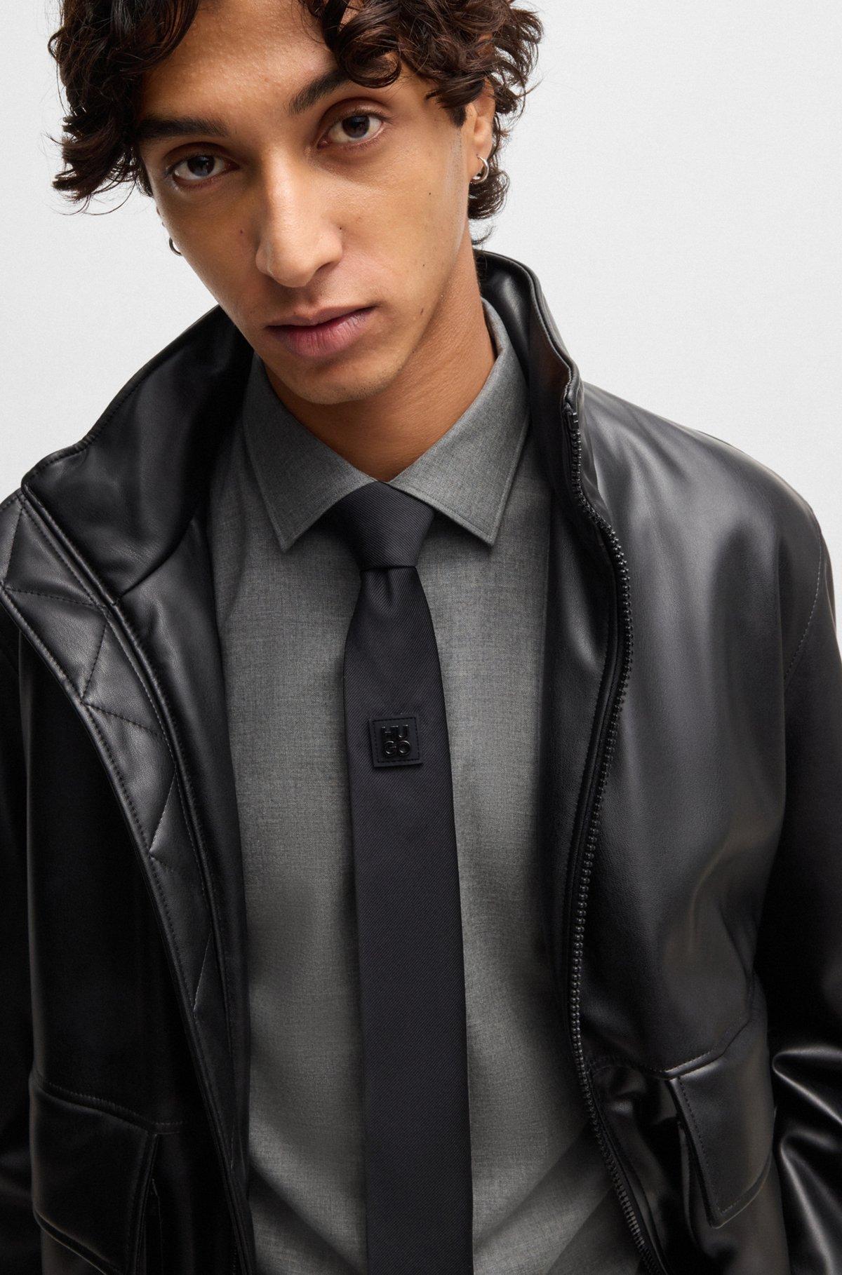 Slim-fit shirt in melange cotton Product Image