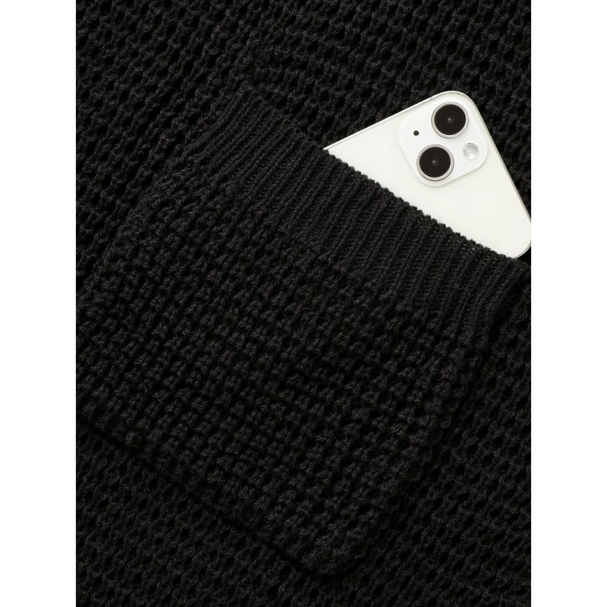 Plus Size Crochet Floral Drop Shoulder Cut Out Cardigan Black Women Playful Loose Long Sleeve Casual Cardigans BloomChic 28/5X Product Image