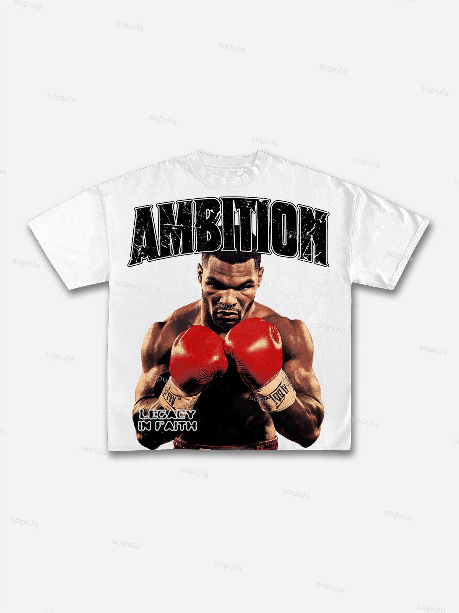 Ambition Legendary Boxer Portrait Dot Graphic Cotton T-shirt Product Image