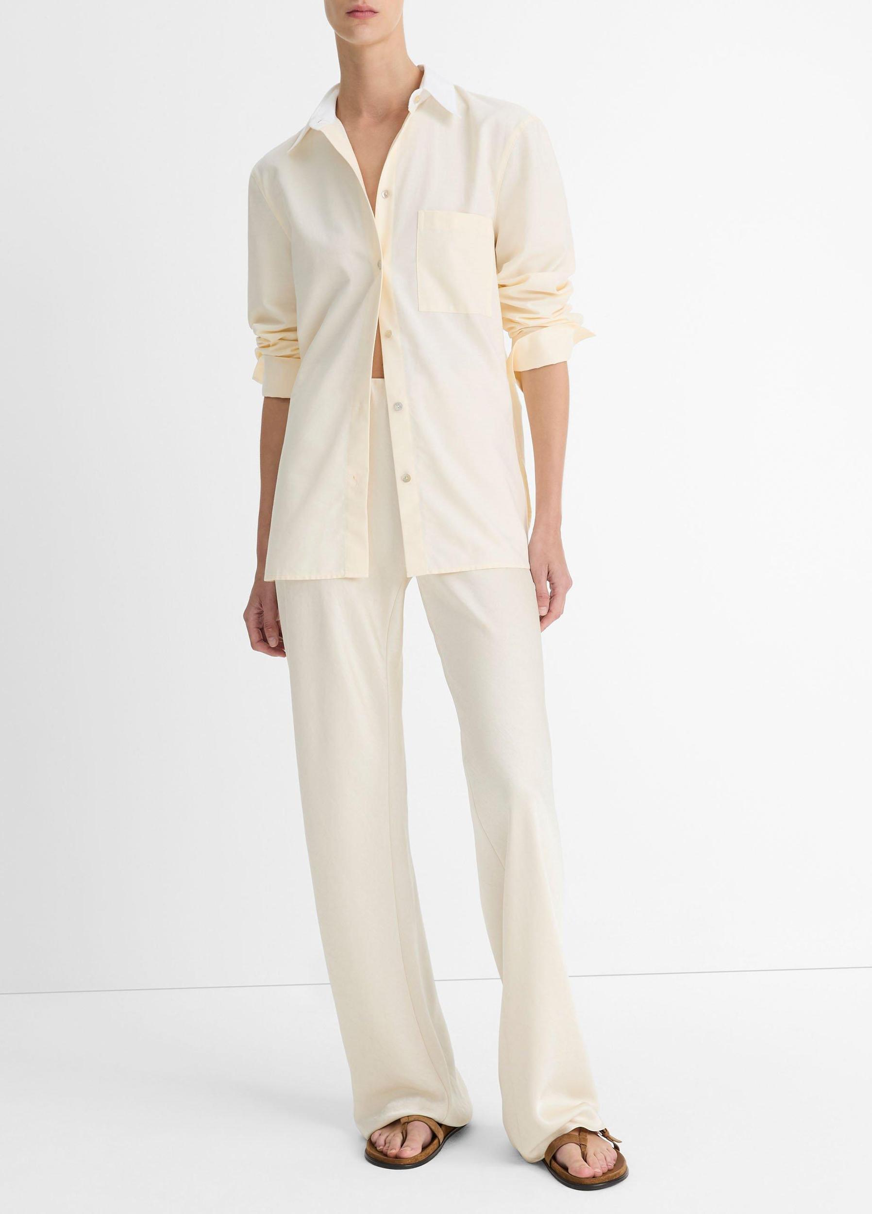 Wool & Cashmere-Blend Contrast-Collar Polo Sweater Product Image