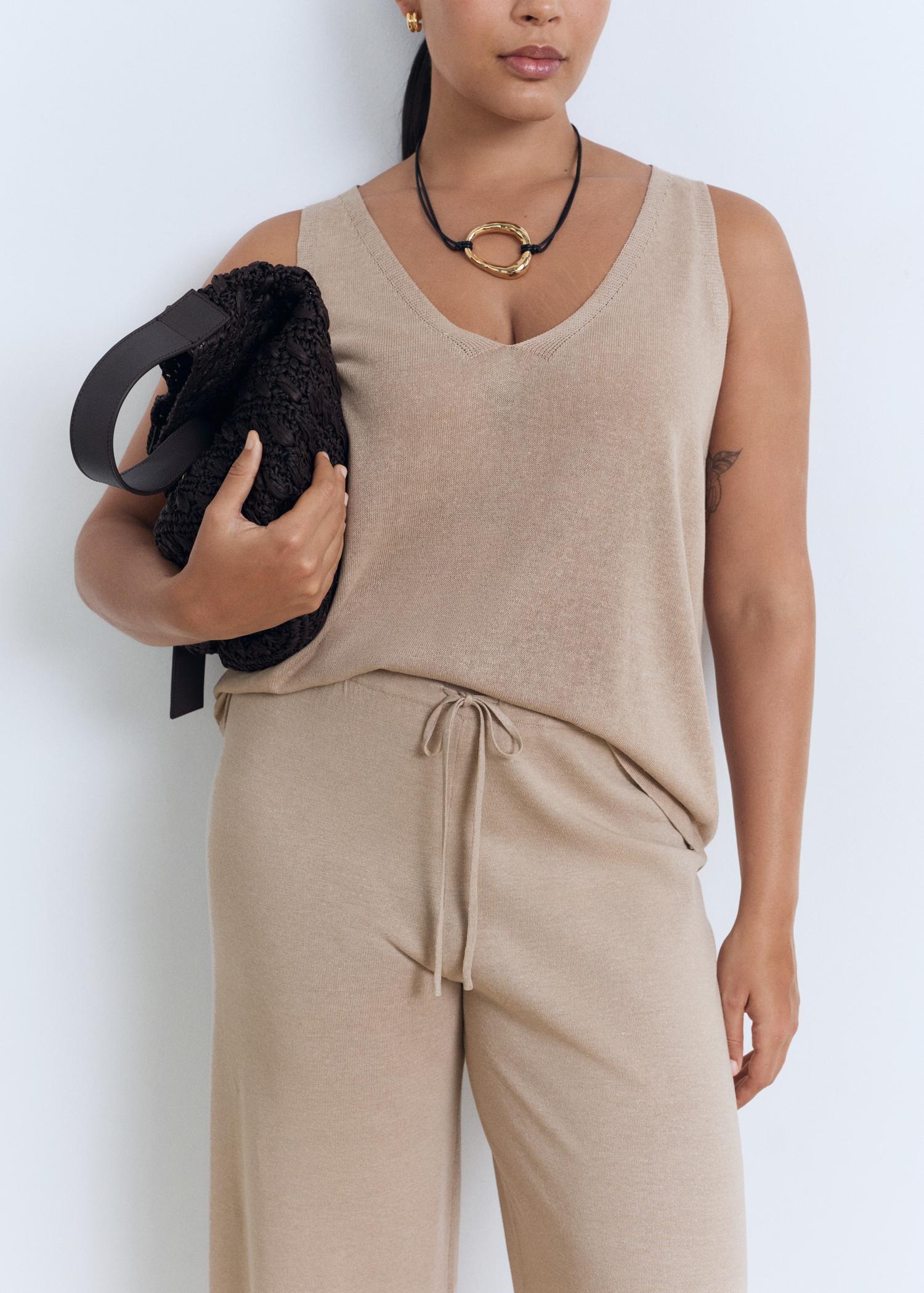 Straight knitted pants - Women | MANGO USA Product Image