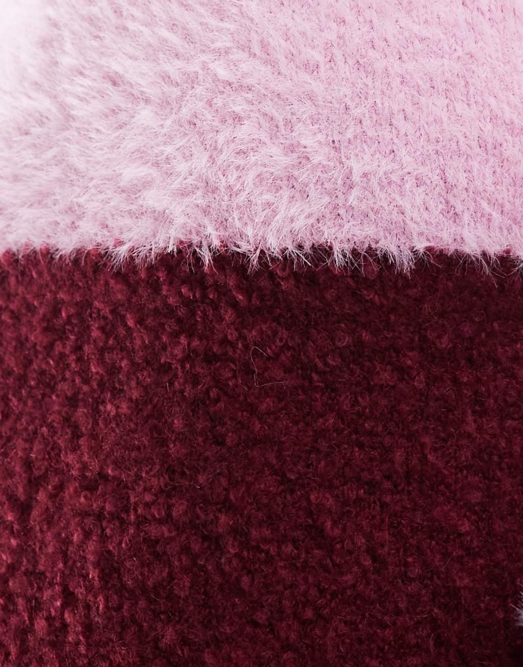 Brave Soul high neck sweater in burgundy and lilac stripe  Product Image