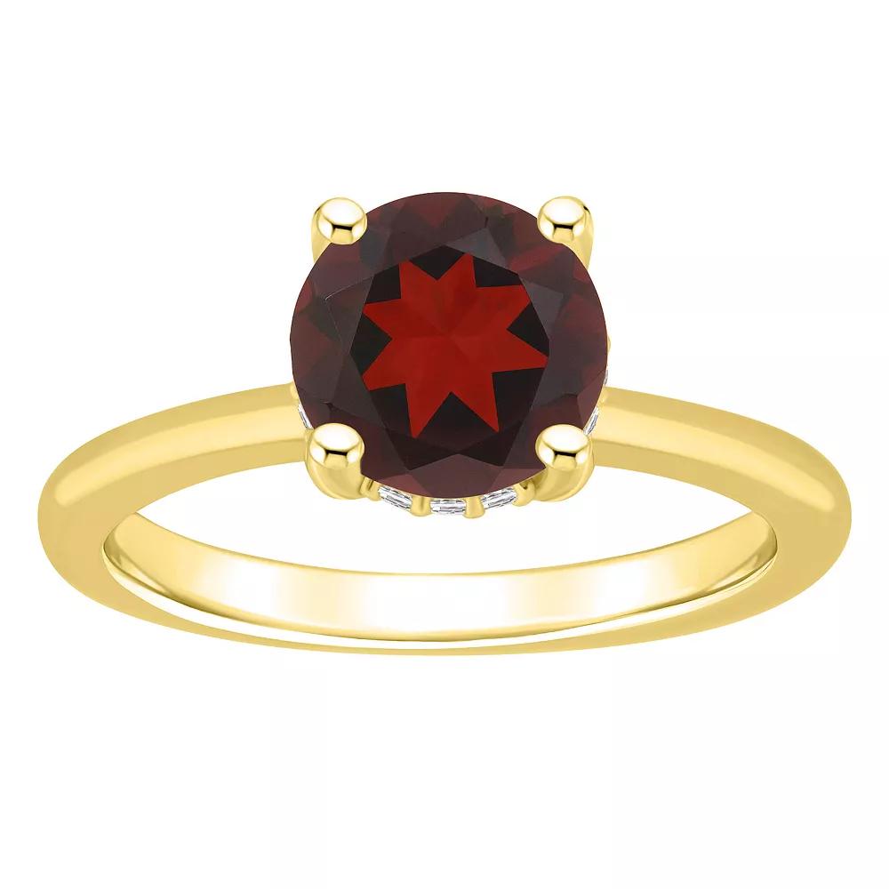 Alyson Layne 14k Gold Round Garnet & Diamond Accent Ring, Women's, Size: 7 Product Image
