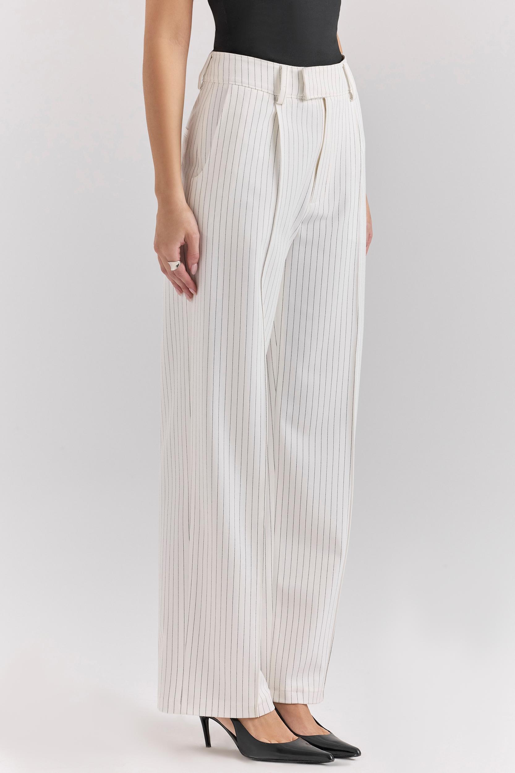 Hayden  white pinstripe high waist tailored trousers - sale Product Image