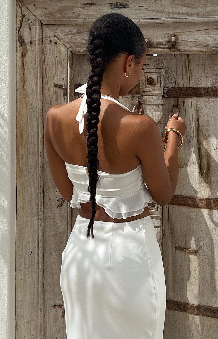 Seas White Chiffon Crop Top Product Image