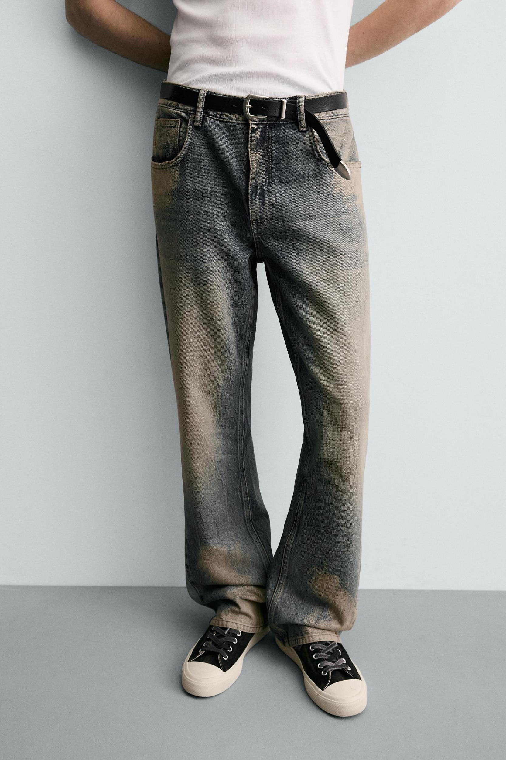 FLARE FIT STAIN WASH JEANS Product Image