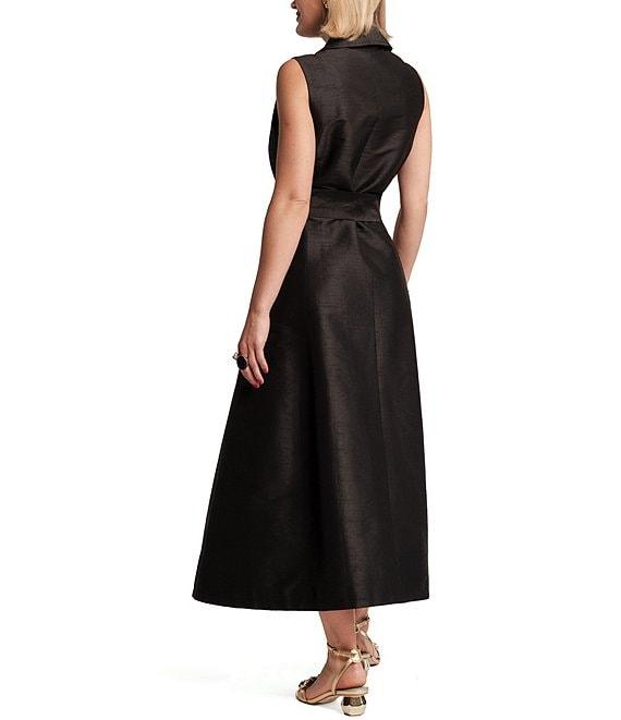 FRANCES VALENTINE Lucia Poly Dupion V-Neck Sleeveless Tie Waist Dress Product Image