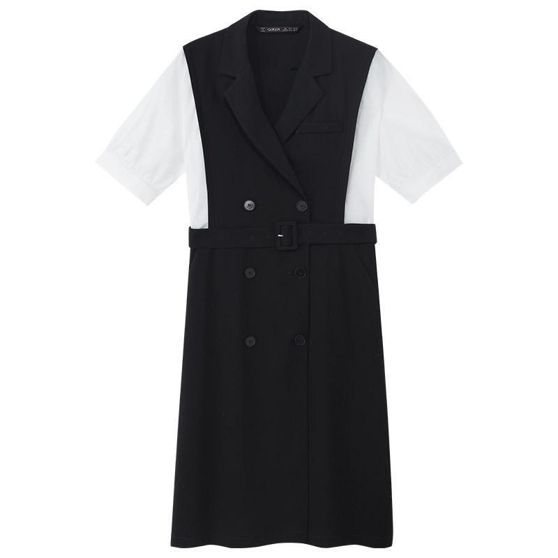 Acetate Notched Lapel Double-Breasted Mini Dress Product Image