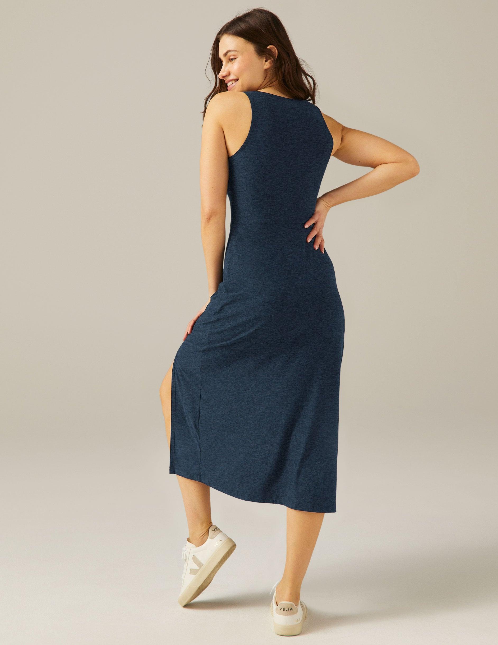 Featherweight Square Neck Slit Midi Dress Product Image