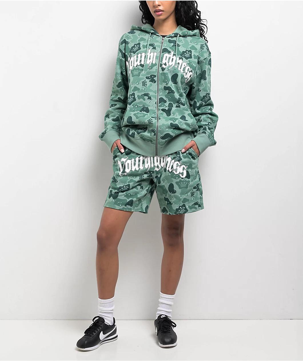 Your Highness Ocean Camo Green Zip Hoodie Product Image