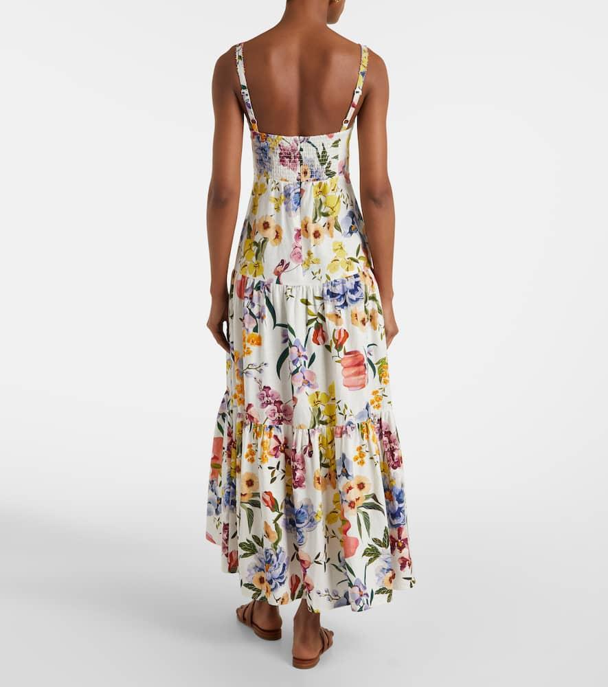 FARM RIO Off-white Greek Garden Lenzing Ecovero Euroflax Maxi Dress In Greek Garden Off-white Product Image