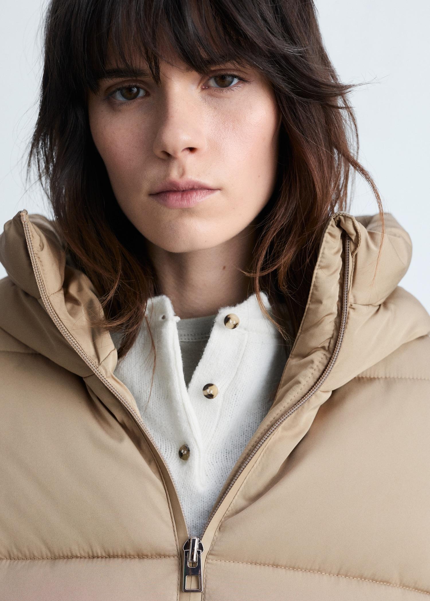 Quilted midi anorak with hood - Women | MANGO USA Product Image