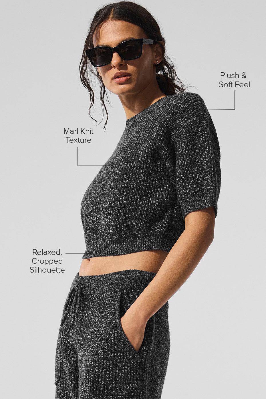 Marl Sweater Short Sleeve - Black Marl Product Image