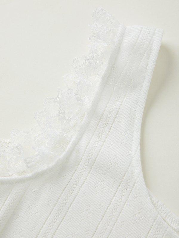 Lace Stitching Ruffle Crop Cami Top Product Image