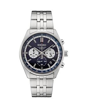 Seiko Mens Essentials Blue Dial Stainless Steel Chronograph Watch Silver Product Image