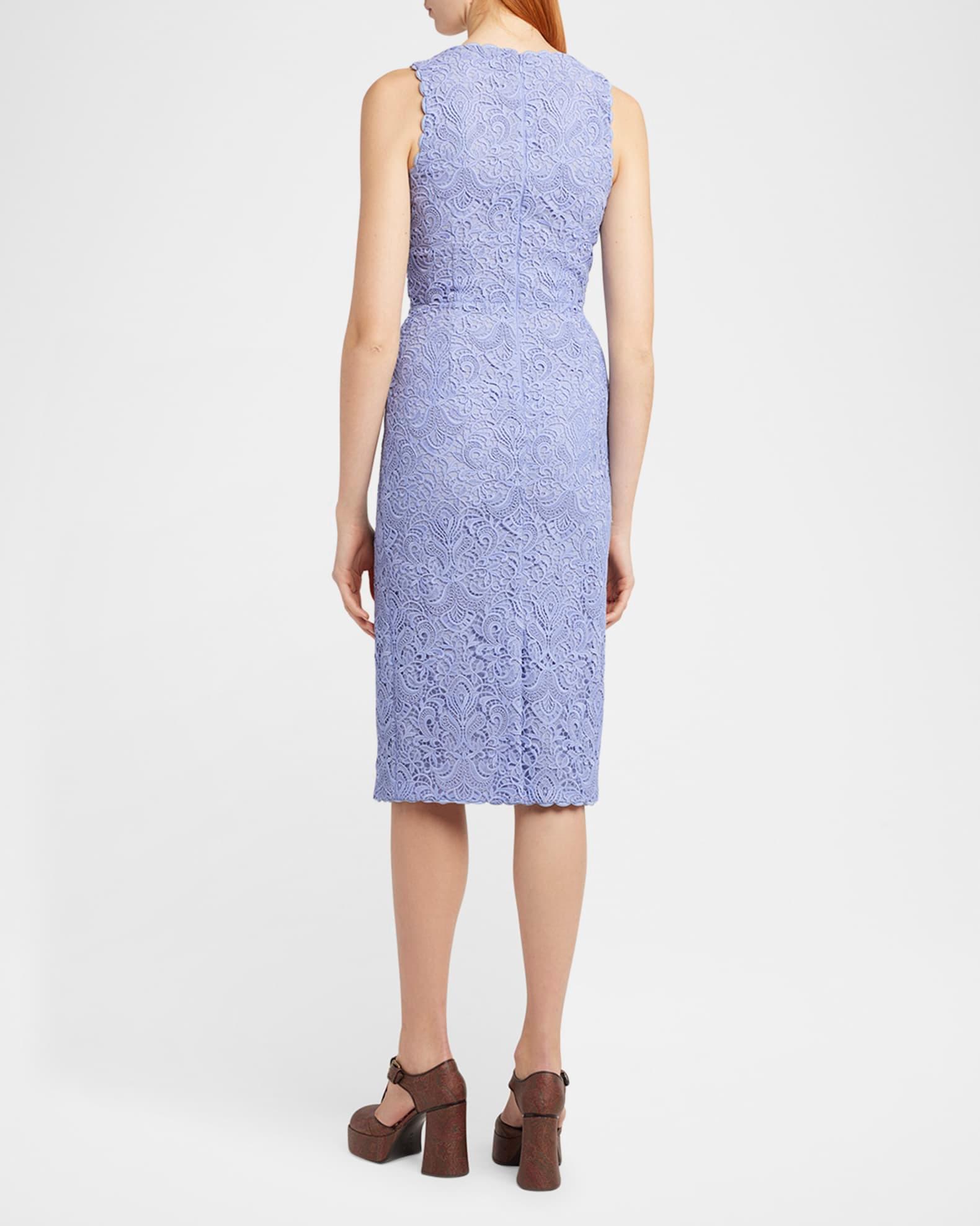 Lace Square-Neck Sheath Midi Dress Product Image