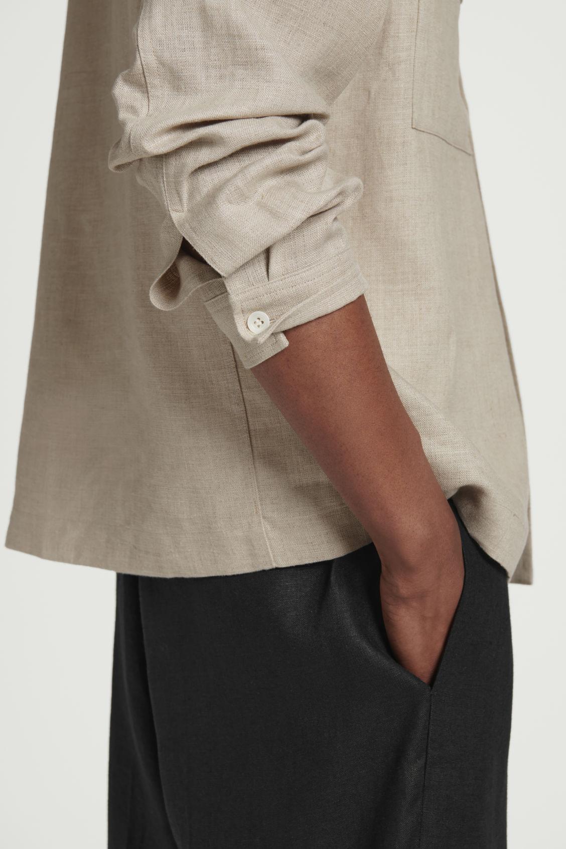 ELASTICATED LINEN WIDE-LEG TROUSERS Product Image