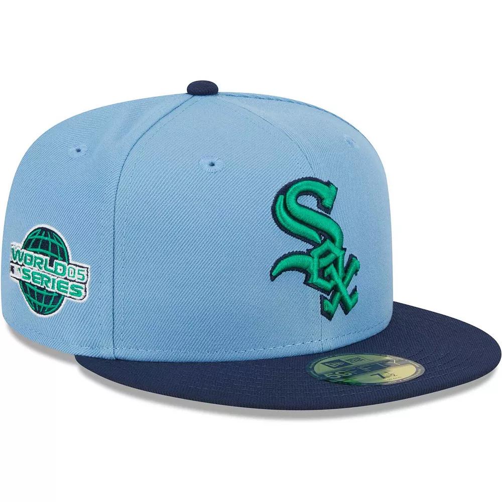Men's New Era Light Blue/Navy Chicago White Sox Green Undervisor 59FIFTY Fitted Hat,  Product Image