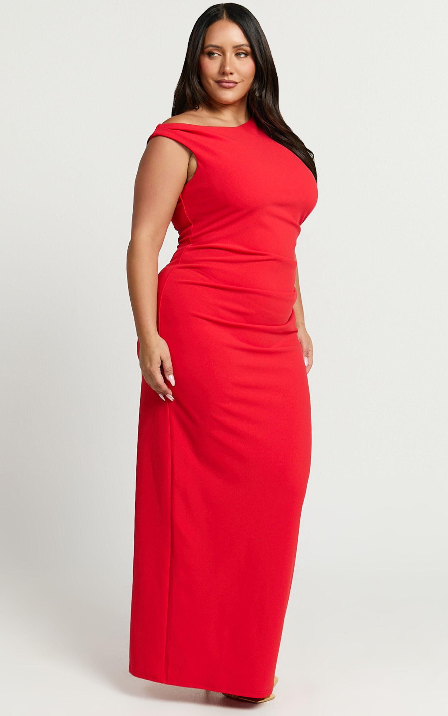 Genie Maxi Dress - Off The Shoulder Dress in Red Product Image