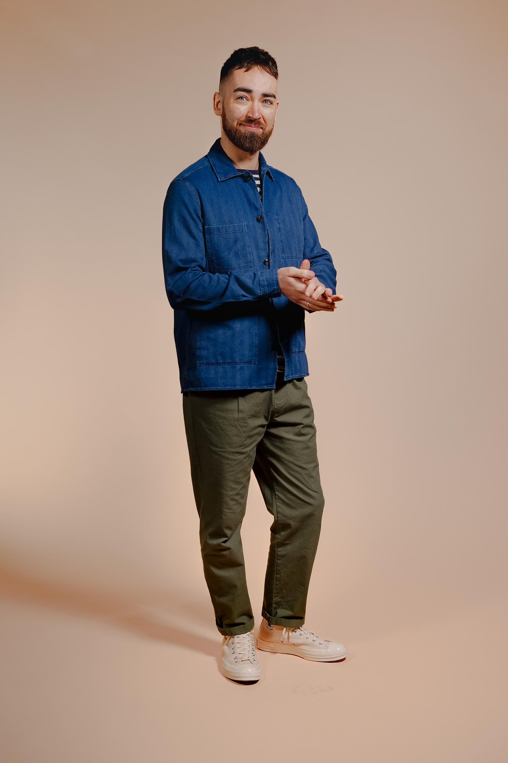 Indigo Herringbone Atelier Overshirt Product Image