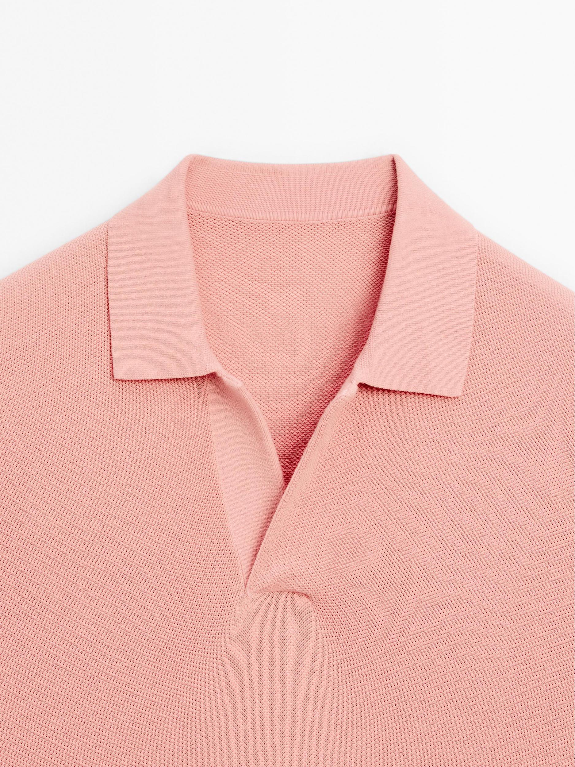 Knit V-neck polo shirt Product Image