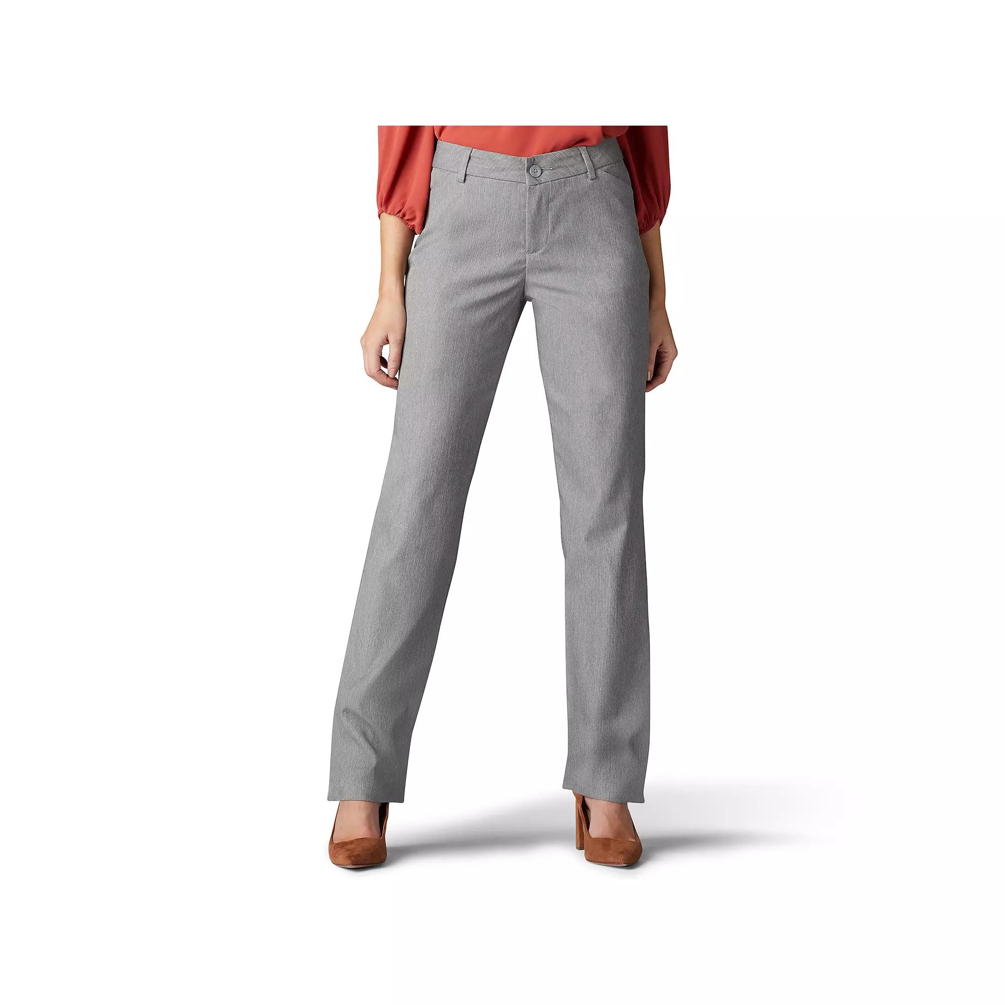 Womens Lee Wrinkle-Free Relaxed Fit Straight-Leg Pants Ash Grey Product Image