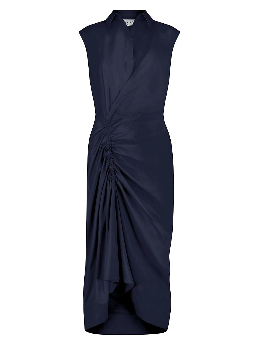 Womens Sleeveless Shirt Dress with Gathered Front Product Image