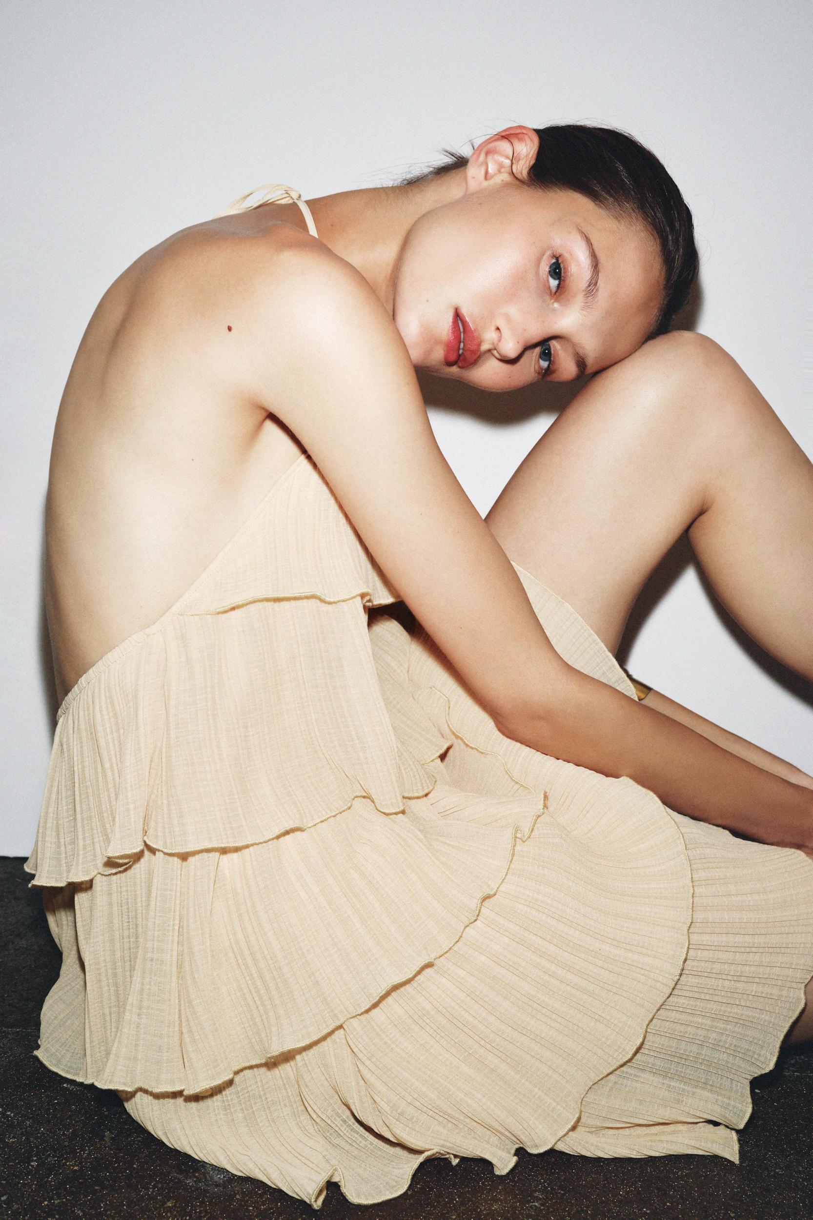 RUFFLED HALTER DRESS Product Image