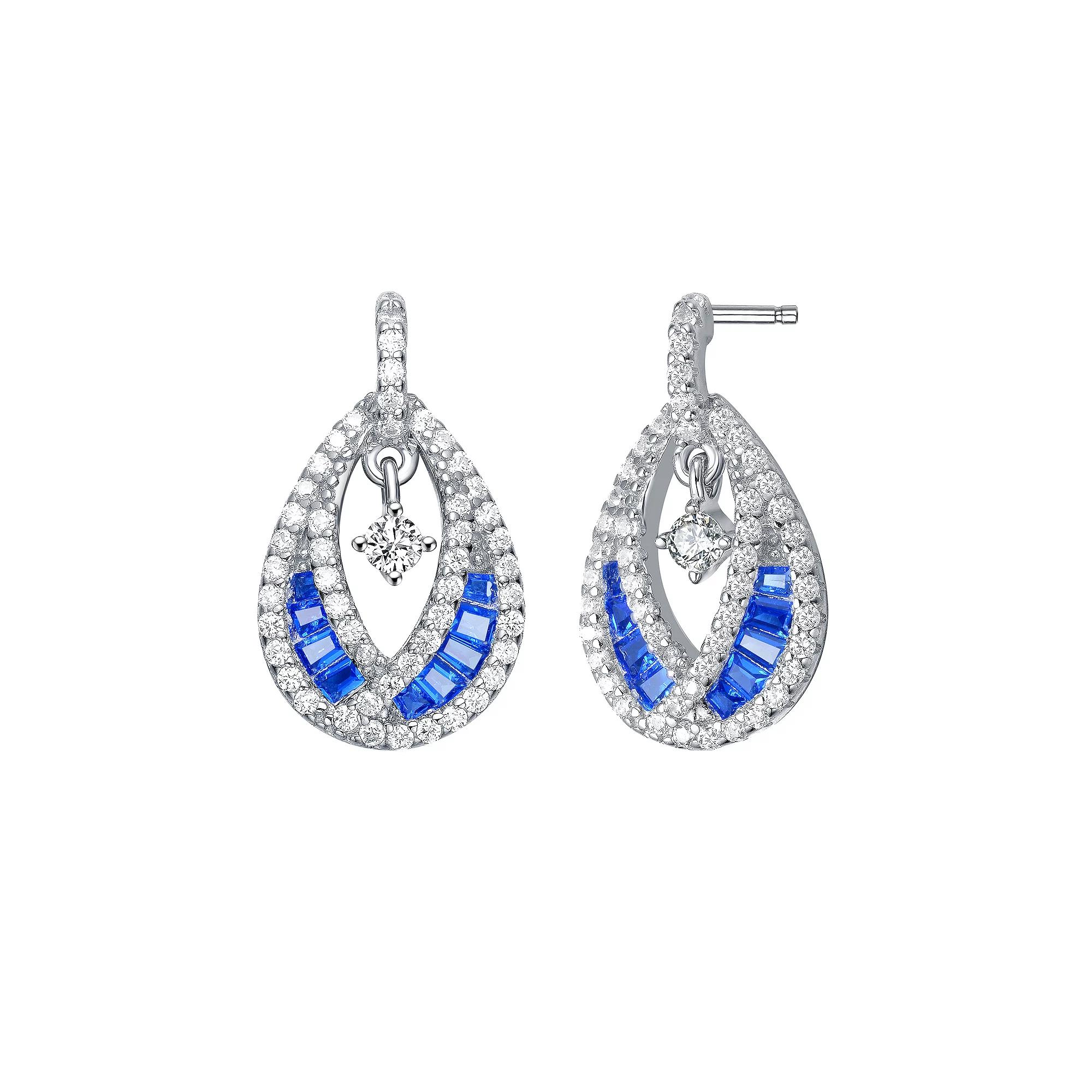 Sterling Silver Blue & White Cubic Zirconia Teardrop Earrings, Women's Product Image