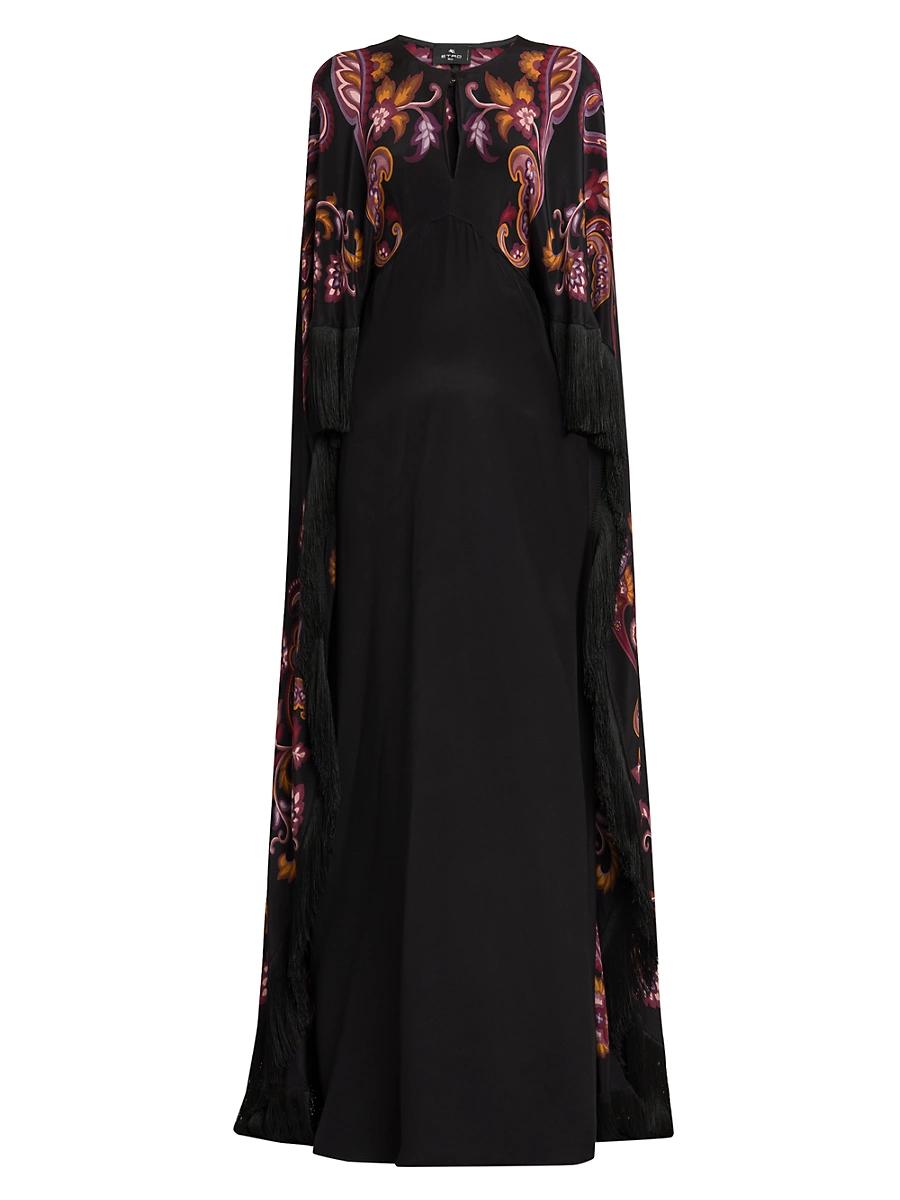 Womens Paisley Silk Cape Gown Product Image