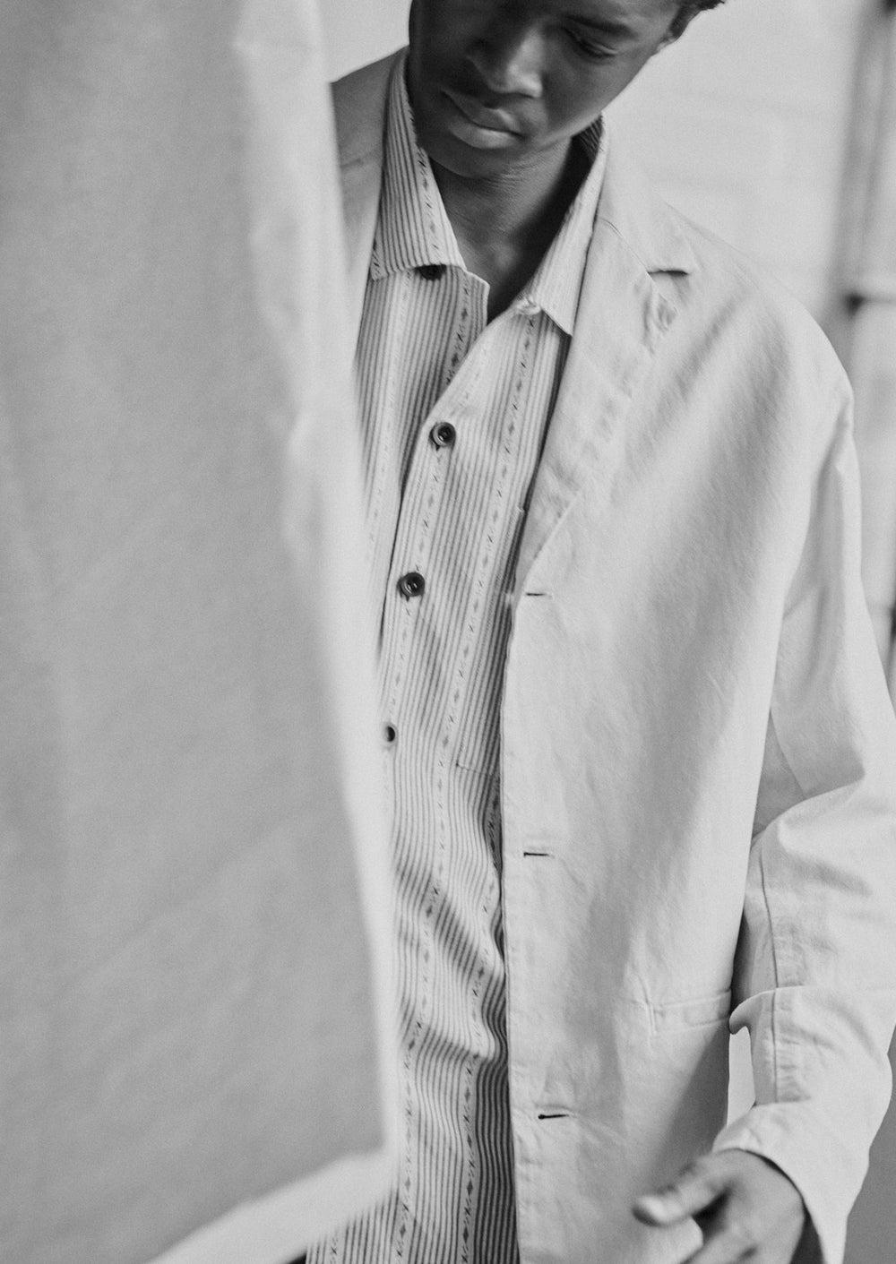 Cotton Linen High Break Blazer | Wood Ash Product Image