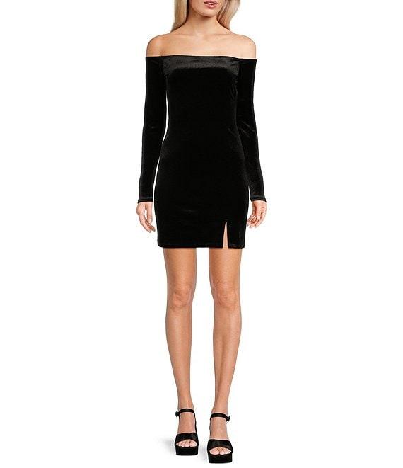 GB Velvet Off-The-Shoulder Mini Dress Product Image