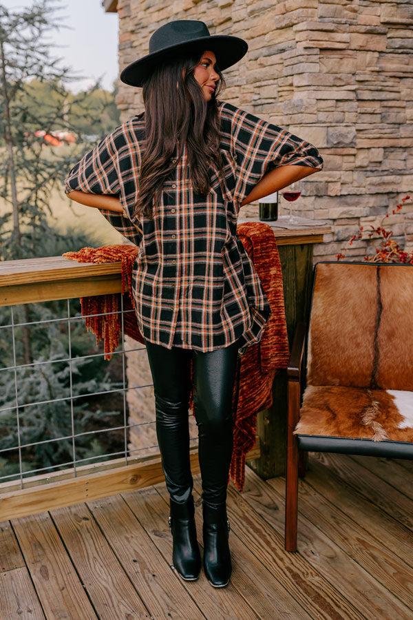 Comfy Glam Flannel Tunic in Black Product Image