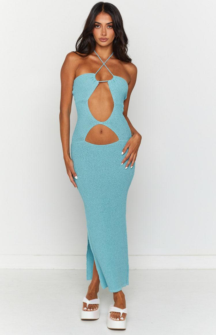 Renata Blue Cut Out Midi Dress Baby Product Image