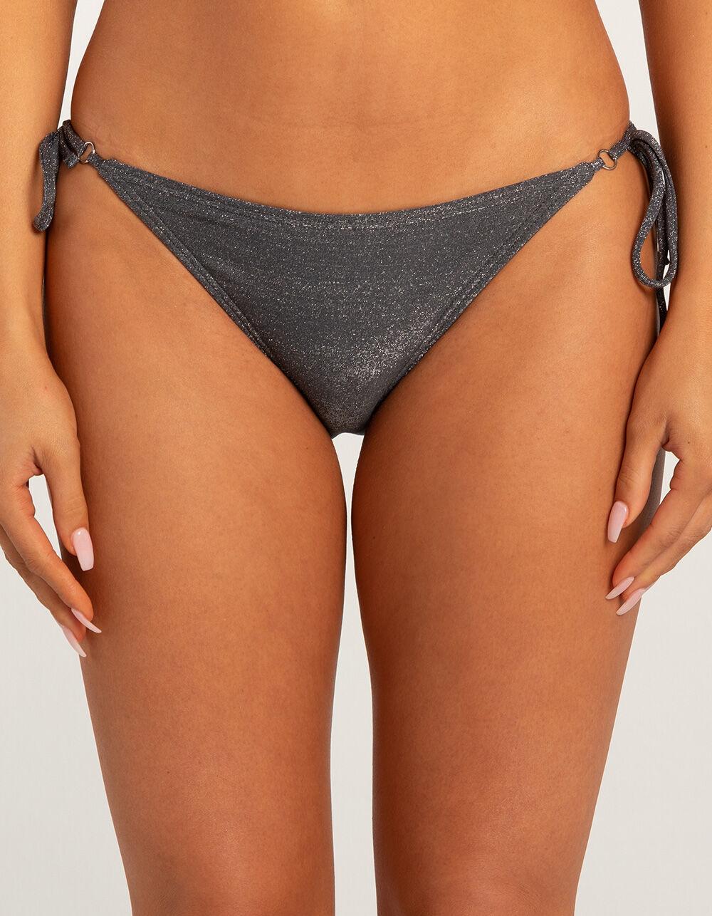 DAMSEL Ring Tie Side Cheeky Lurex Bikini Bottoms - CHARCOAL Product Image