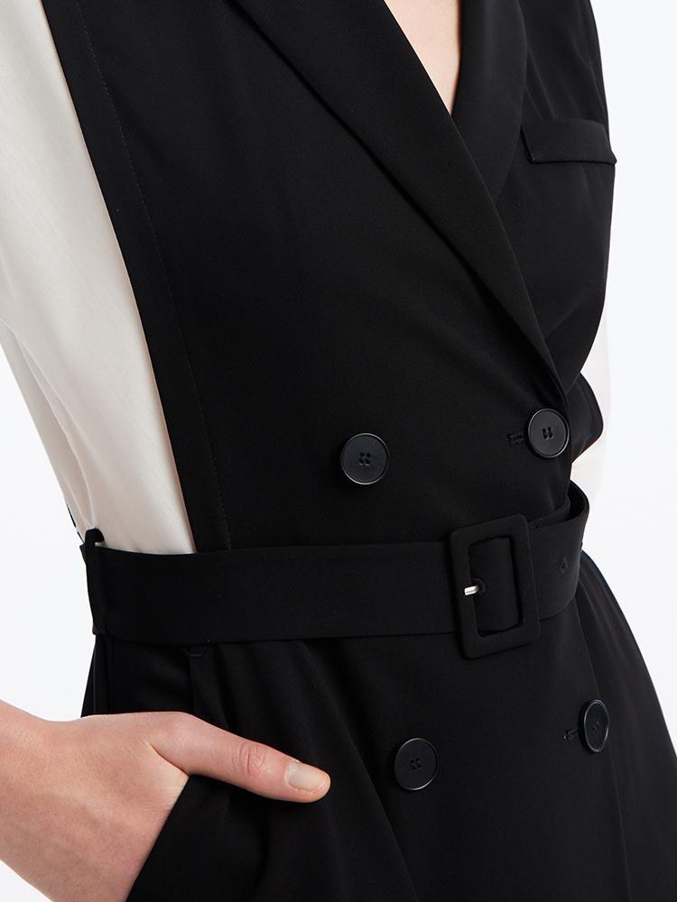 Acetate Notched Lapel Double-Breasted Mini Dress Product Image